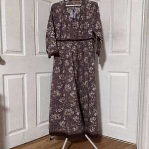 April Cornell Purple Floral Long Sleeve Dress